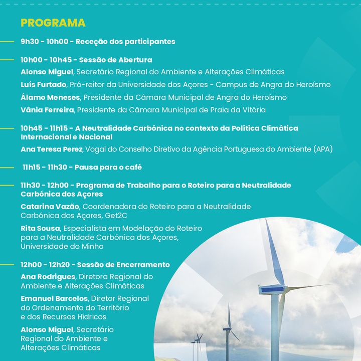 Sessão Pública de Lançamento do Roteiro para a Neutralidade Carbónica dos Açores