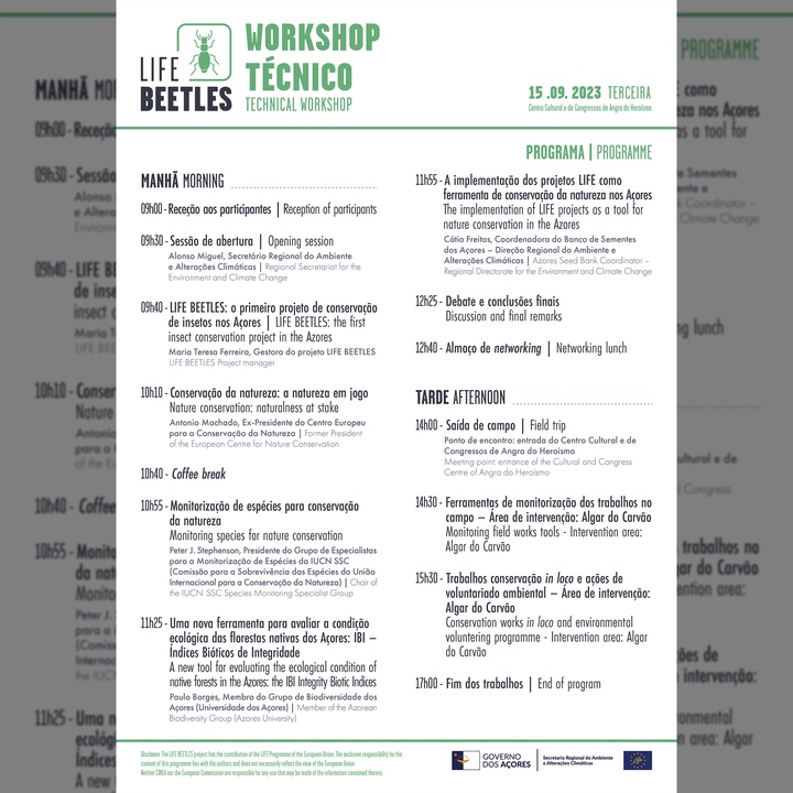 The programme for the 1st Technical Workshop of the LIFE BEETLES project is already available